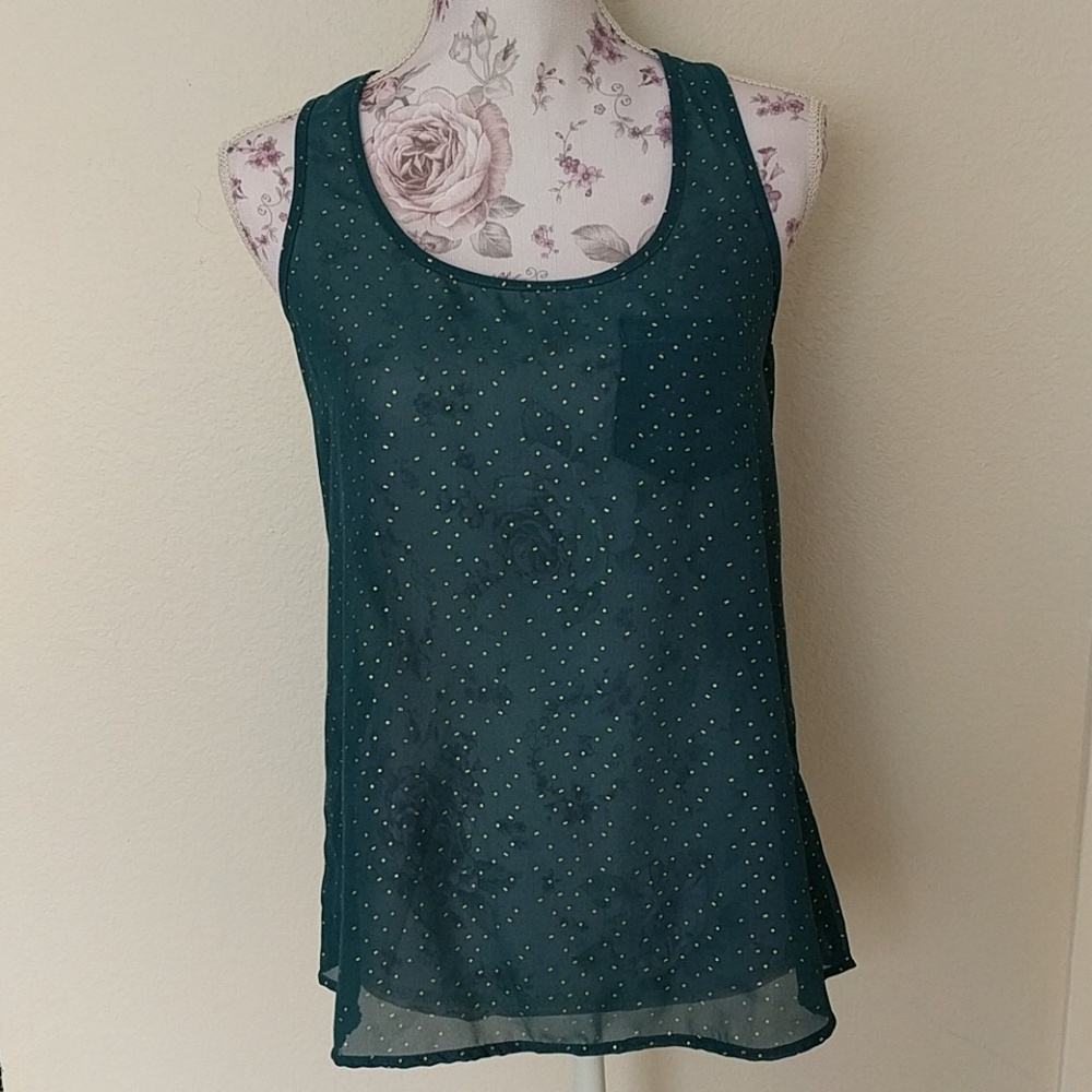 Lily White Sheer Green Tank Top